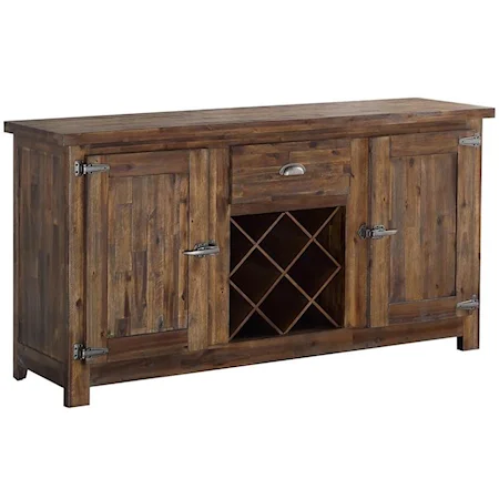 Rustic Solid Wood 2 Door Server with Built in Bottle Storage